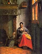 Pieter de Hooch Woman Nursing an Infant oil painting artist